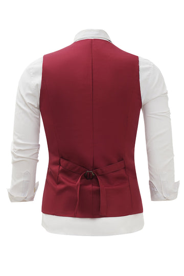Burgundy Shawl Lapel Single Breasted Men’s Suit Vest